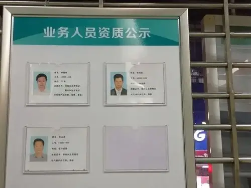 网点大堂业务人员集中公示栏