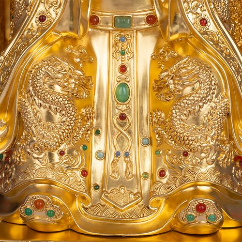 五爷台湾纯铜贴金金龙佛像供奉家用广济龙王摆件