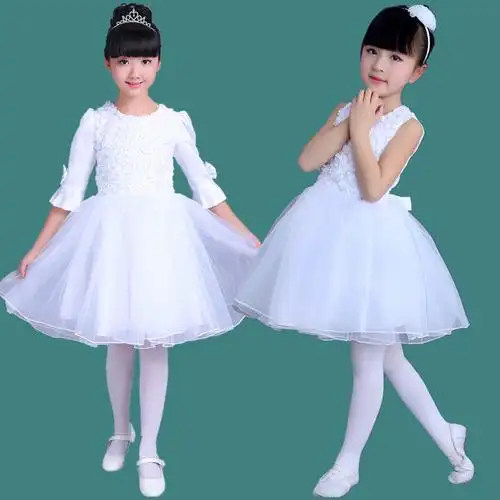女童公主元旦儿童白色舞蹈蓬蓬裙