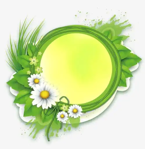 绿色简约圆圈花藤边框纹理