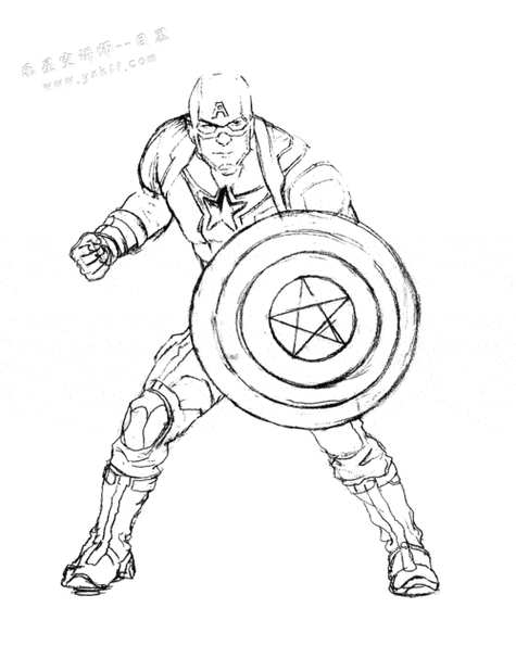 简笔画简单又漂亮彩色漫威系列人物角色美国队长简笔画简笔画 手绘