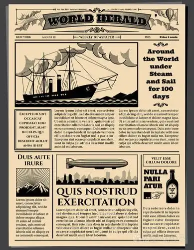 复古商业报纸, 旧脏床单新闻纸矢量样机