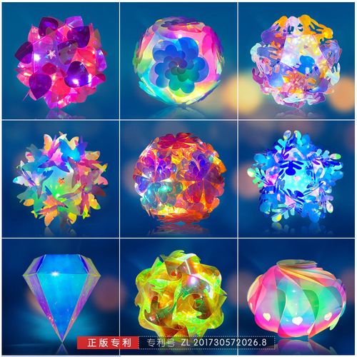 春节新年镭射炫彩发光圆形渐变手提灯笼夜市摆摊儿童手工灯笼批发