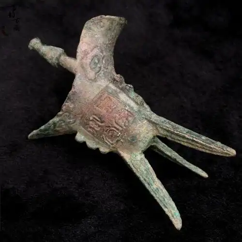 仿古帝王杯铜古董收藏青铜酒樽仿古做旧古代宫廷酒杯铜爵杯杯青铜器父