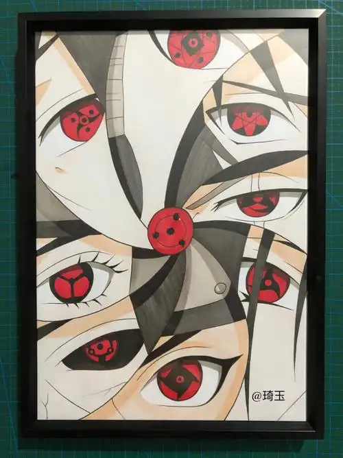 画画  #马克笔手绘  #火影忍者  #写轮眼  能说出全部的眼睛拥有者