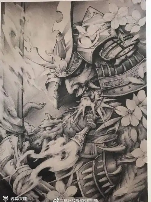 鬼武士_纹身图案手稿图片_吴成军的纹身作品集