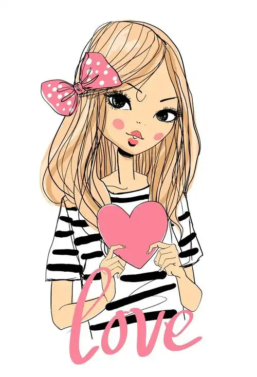 可爱卡通女孩爱心卡通装饰素材设计元素素材免费下载(图片编号:880765