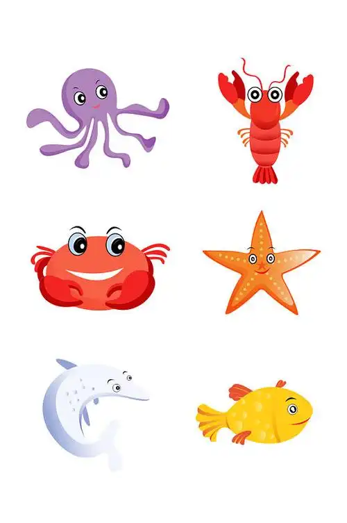 卡通虾螃蟹海洋生物免抠