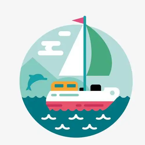 原创扁平化卡通迪拜帆船酒店元素