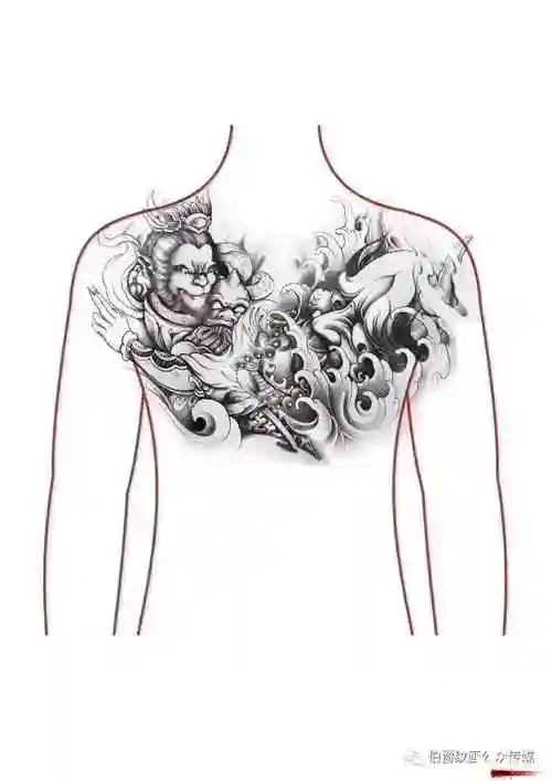 九素刺青纹身手稿第15期:花胸手稿素材