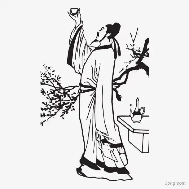 古人饮酒png素材透明免抠图片动植人物