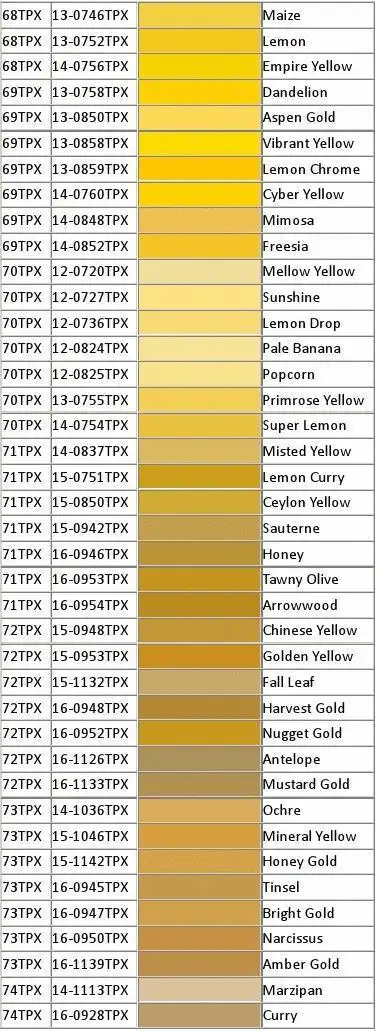 pantone(潘通色卡)tpx_tcx色号颜色查询