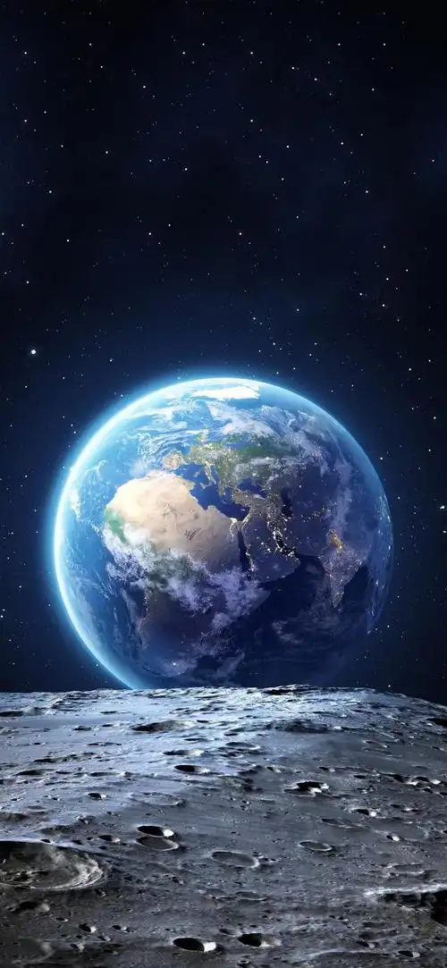 月球视角下的地球,高清图片-纯色壁纸