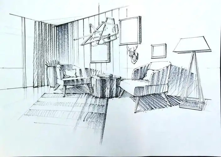 一叶手绘室内设计手绘线稿