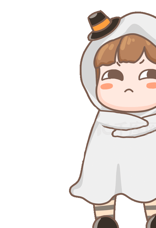 万圣节卡通女孩扮鬼表情包生气傲娇哼叉腰动图gif