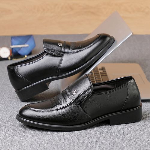 皮鞋男真皮商务正装春秋新款牛皮男士中老年套脚爸爸透气男鞋 yh2101