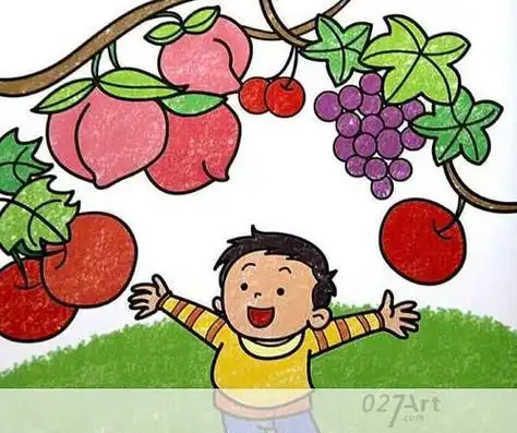 秋天果树丰收简笔画简笔画丰收的果园