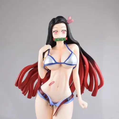 鬼灭之刃 潮流 潮牌泳装 灶门祢豆子 黑/蓝色 泳装站姿盒装美少女动漫