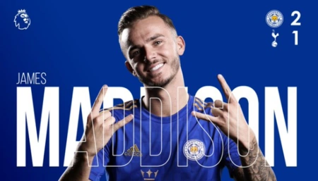 gif:乔杜里助攻麦迪逊远射破门,莱斯特城反超比分