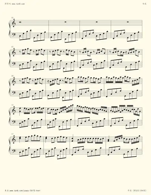 《卡农,钢琴谱》新手版,帕克贝尔(五线谱 钢琴曲 指法)-弹吧|蛐蛐钢琴