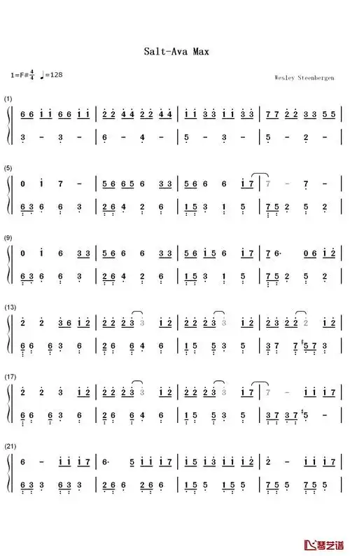 salt钢琴简谱-数字双手-ava max-歌谱网