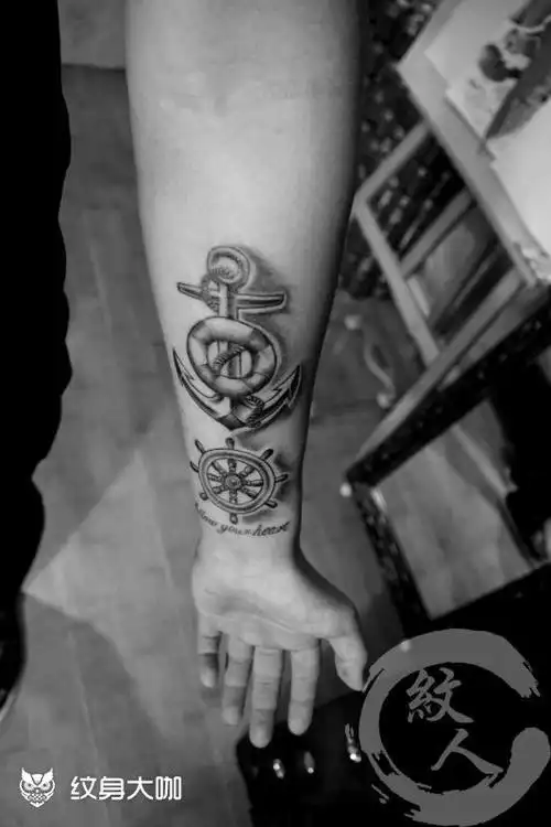 船锚 船舵_纹身图案手稿图片_刘大鹏的纹身作品集