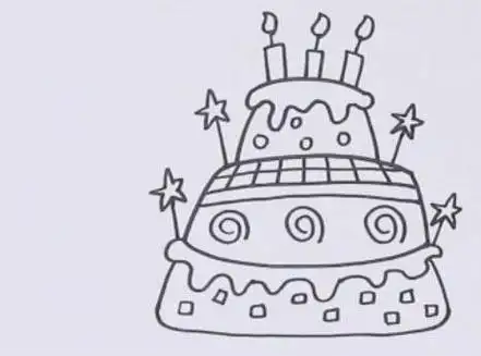 生日蛋糕简笔画儿童画教程图解 可爱简单生日蛋糕简笔画怎么画