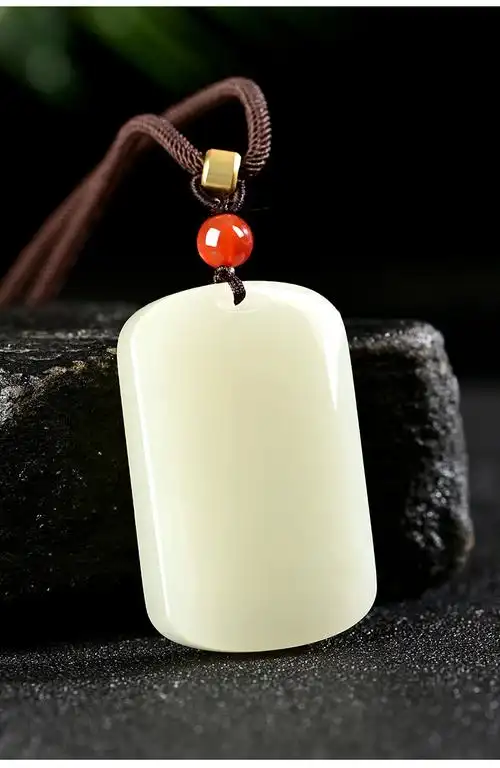 景禾 新疆和田玉黄玉平安无事牌吊坠男女项链玉石平安牌玉坠挂件可