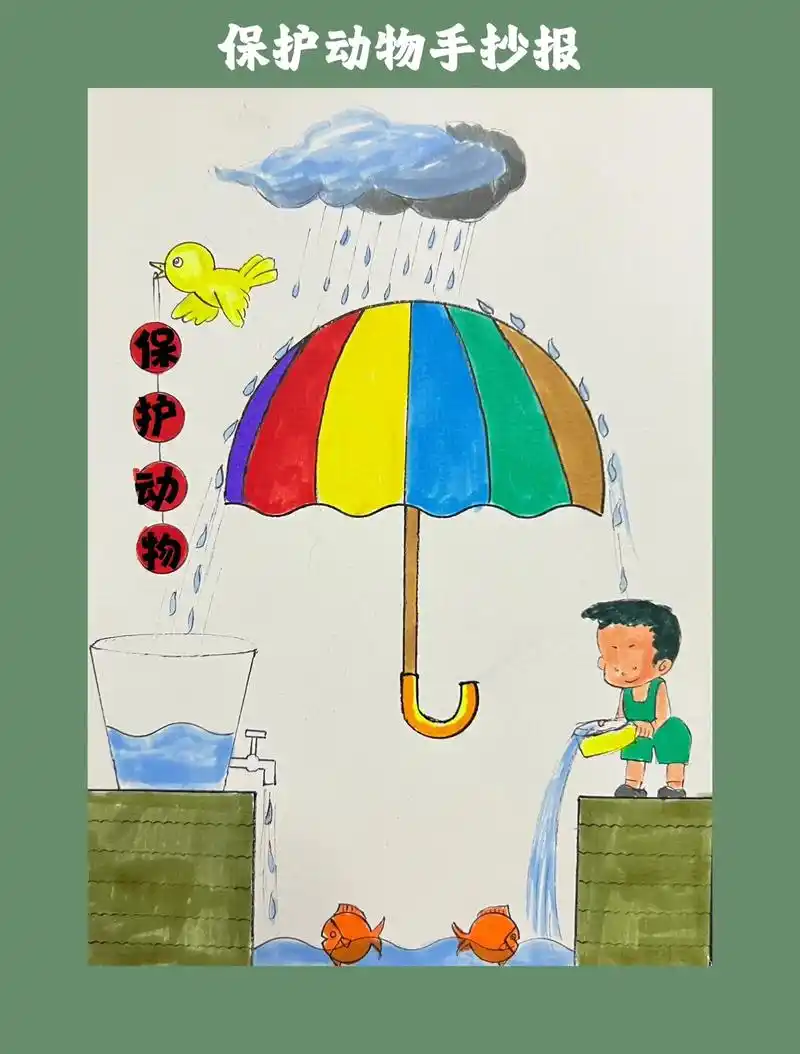原创保护动物手抄报.谢谢你的关注#简笔画 #一起学画画 #画 - 抖音