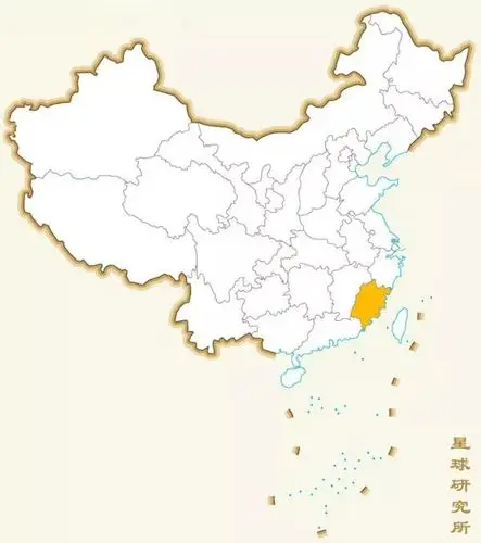 (现今福建位置示意图,地图源自@国家林业局;福建早期移民,包括八腥腚