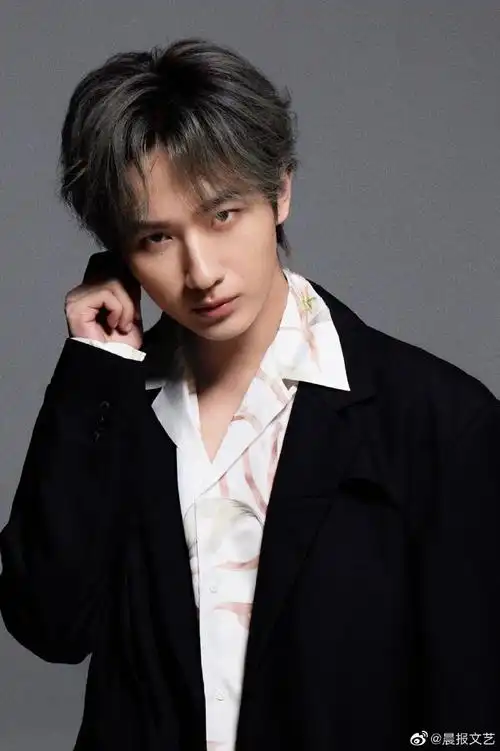 黑西装国风衬衫造型#今日@l李宏毅公开一组黑西装国风衬衫造型写真