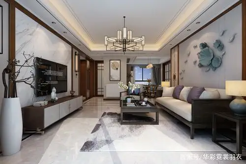 合肥高速时代城120平新中式风格装修,合肥三室两厅装修