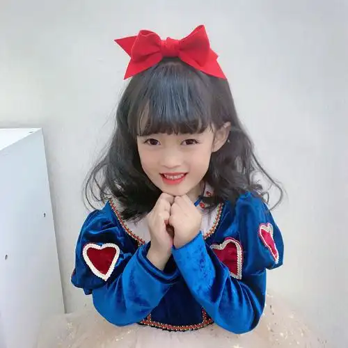 儿童立体蝴蝶结发夹红色头箍发饰夹子女童发卡白雪公主头饰发箍女