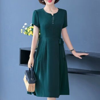 hyx)中老年连衣裙高档品牌中老年连衣裙新款中长款过膝大码40到50岁妈