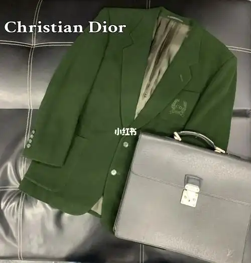 diorvintage稀有款徽章刺绣墨绿色西装