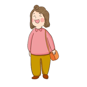 手绘开心的中年妇女