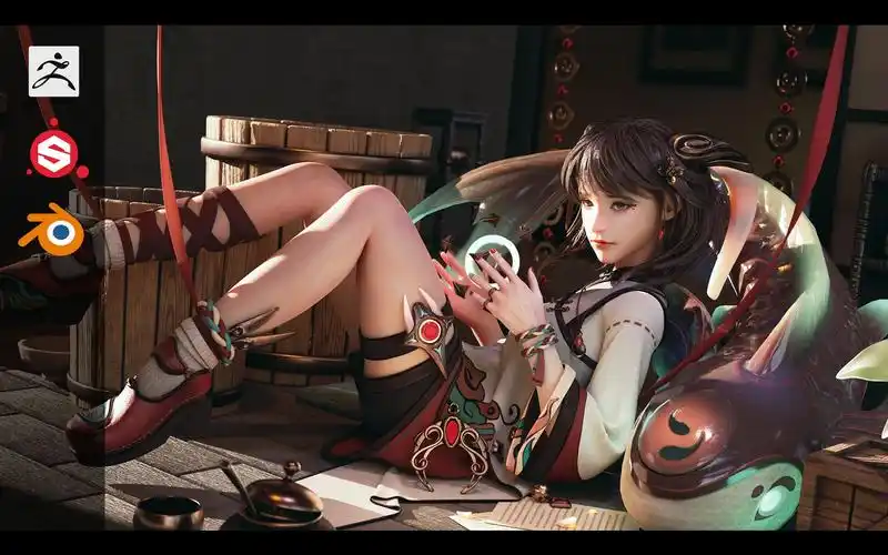 【国风】【cg/静帧渲染】鱼匣【3d】_哔哩哔哩_bilibili