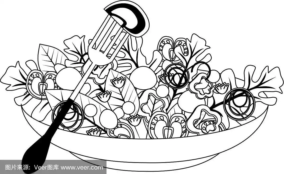 黑色和白色的健康蔬菜沙拉