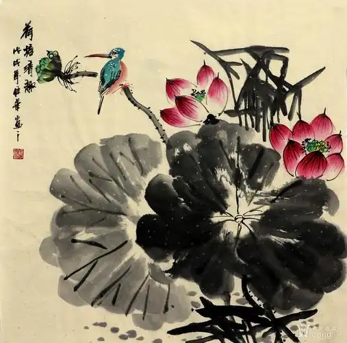何佳华原稿真迹手绘国画字画水墨四尺斗方写意花鸟画
