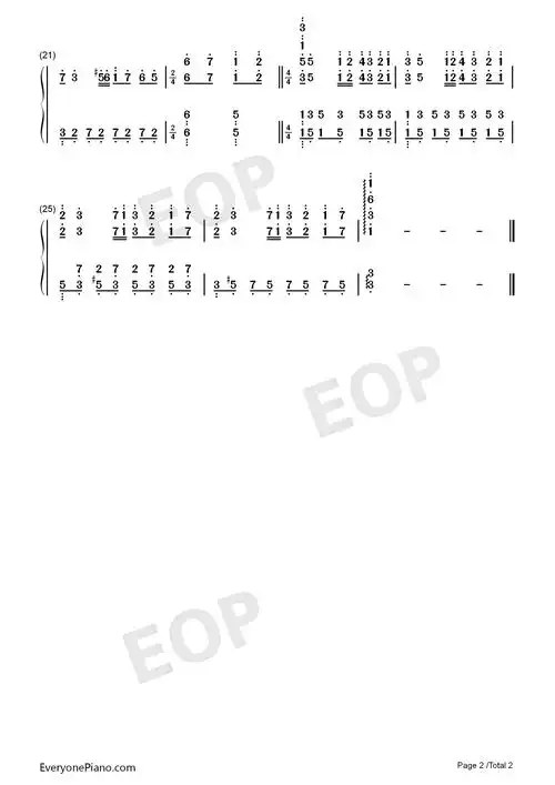秋日私语c调简单版双手简谱预览2