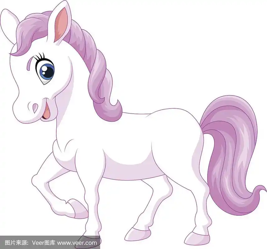 小马,卡通,幸福,马,分离着色