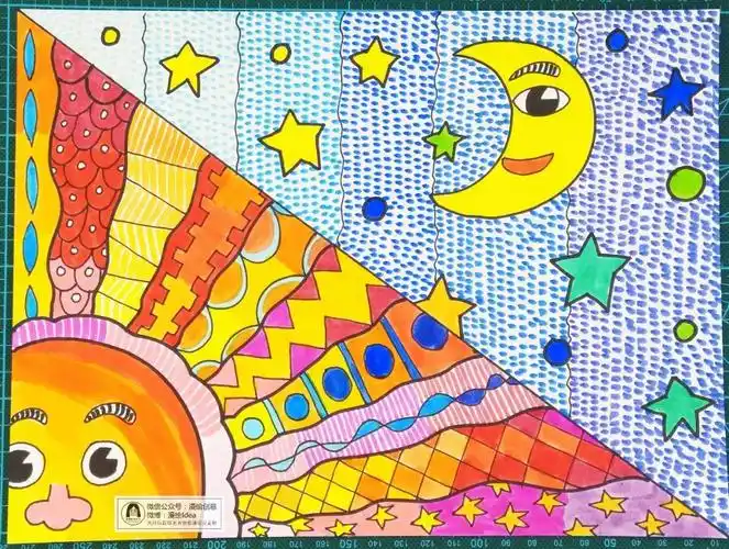 儿童画创意丨学习渐变色,画出白昼与黑夜(适合6岁以上)