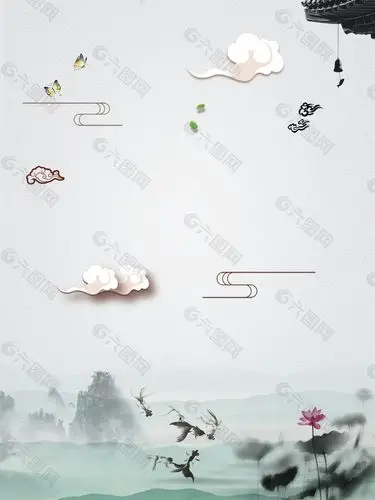 中国风水墨风祥云蝴蝶海报广告背景设计背景素材免费下载(图片编号