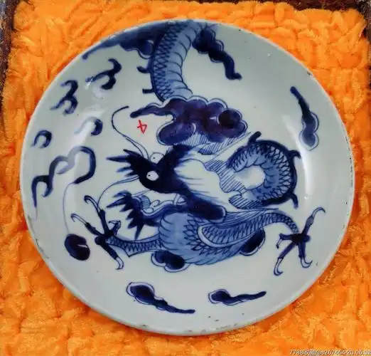 清代瓷器 大开门雍正民窑过墙龙纹盘