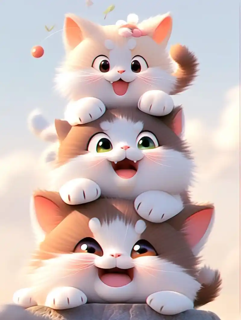 可爱猫咪叠叠乐头像壁纸背景图