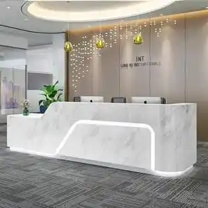 pujxy仿大理石纹路烤漆前台接待台公司前台宾馆咨询酒店迎宾服务