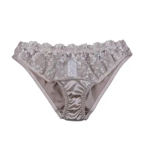 lilysilk无痕透气女士真丝内裤低腰性感三角裤桑蚕丝杏色特价包邮
