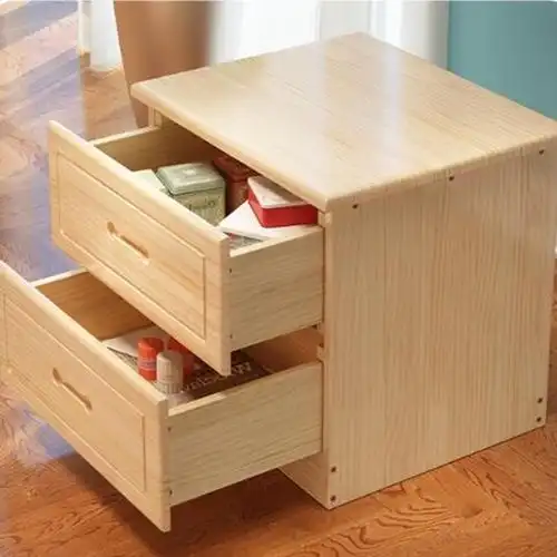 环杰床头柜实木卧室小柜子储物柜原木色