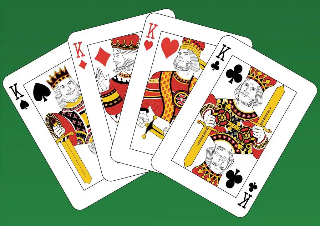 四大天王,四列王纪上扑克牌上一个绿色的背景