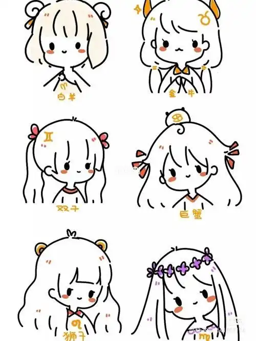 十二星座简笔画连衣裙十二岁女孩连衣裙十二星座简笔画12星座卡通简笔